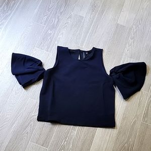 NWT Paris Sunday Cold Shoulder Navy Top Size Small